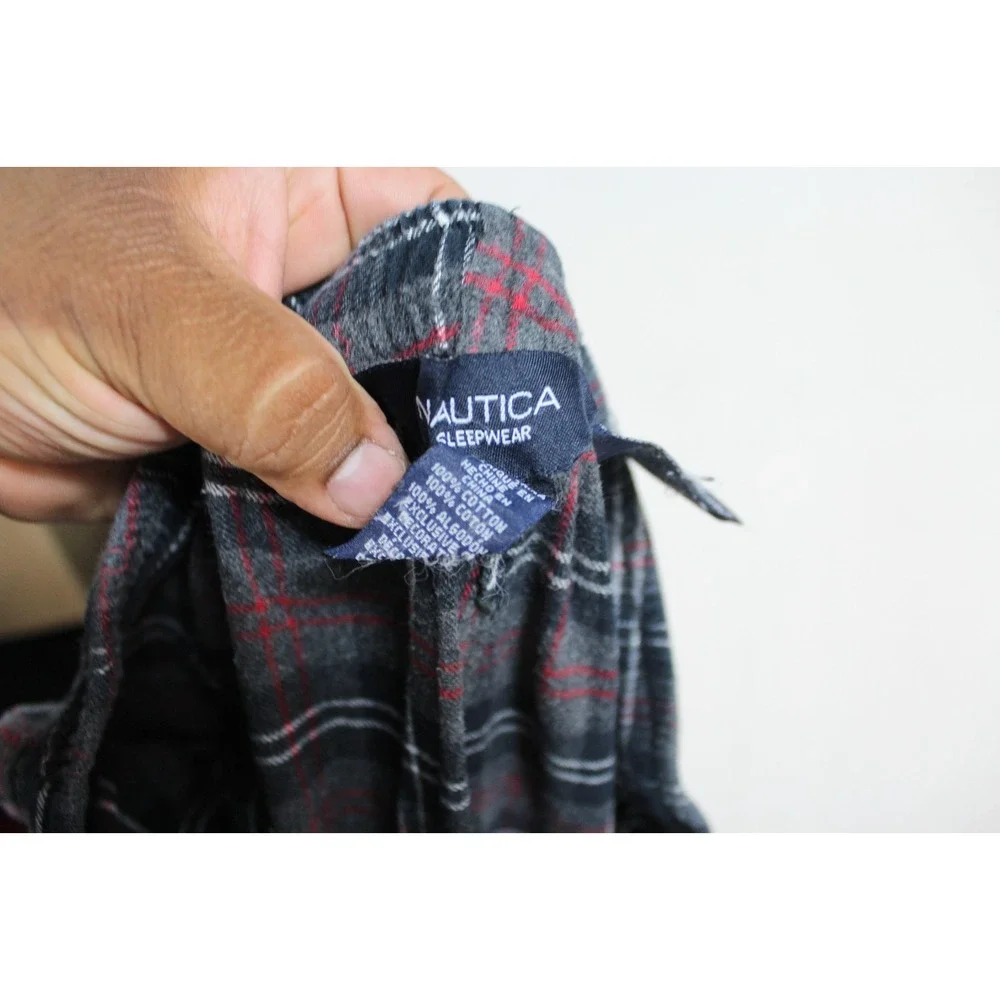 Nautica Sleepwear Men Red Plaid Casual Loose Size Large